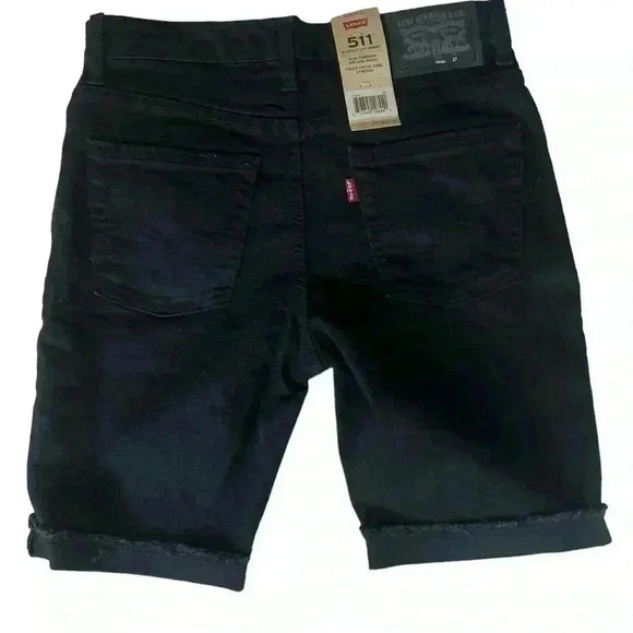 Levi Boys New with Tags 511 Slim Cut-off Black Denim Shorts - Picture 2 of 10